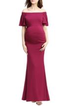 Women's Kimi And Kai Abigail Off The Shoulder Maternity Dress - Pink