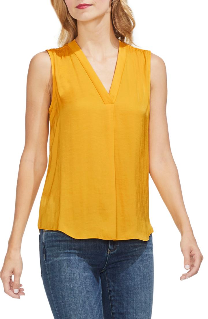 Women's Vince Camuto Sleeveless Rumple Blouse, Size - Yellow