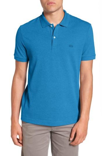 Men's Lacoste Pique Polo With Tonal Croc (xl) - Blue