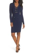Women's Michael Michael Kors Lace-up Rib Sweater Dress - Blue