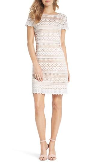 Women's Eliza J Geo Lace Sheath Dress - Ivory