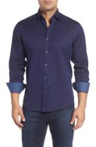 Men's Stone Rose Textured Sport Shirt (s) - Blue