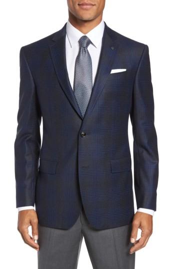 Men's Ted Baker London Trim Fit Plaid Wool Sport Coat R - Black