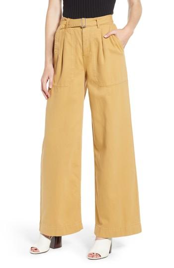 Women's Topshop Wonder Wide Chino Trousers Us (fits Like 0-2) - Beige