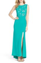 Women's Morgan & Co. Lace & Jersey Gown /4 - Green