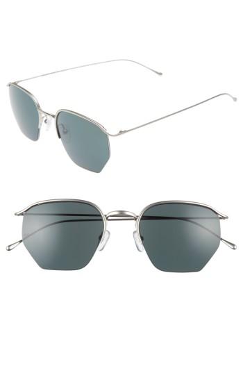 Men's Smoke X Mirrors Geo 1 50mm Aviator Sunglasses - Matte Silver/ Green Grey