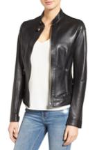 Women's Lamarque Lambskin Leather Biker Jacket - Black