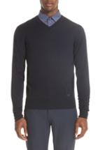 Men's Emporio Armani V-neck Wool Sweater Us / 50 Eu R - Blue