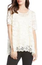Women's Karen Kane Sequin Lace Flare Top - Ivory