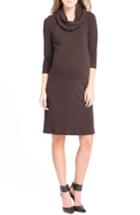 Women's Lilac Clothing Cowl Neck Maternity Dress - Brown