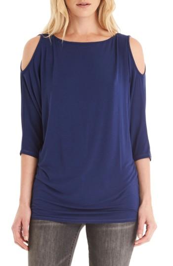 Petite Women's Michael Stars Cold Shoulder Tee, Size - Blue