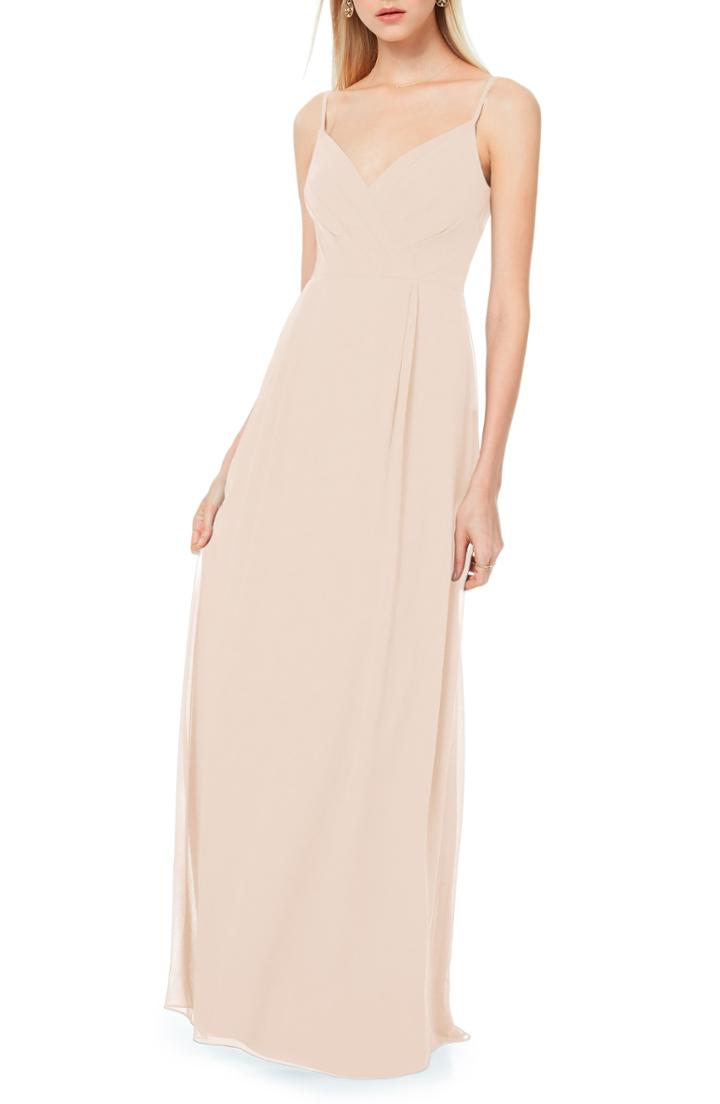 Women's #levkoff Pleated Bodice Chiffon Gown (similar To 16w) - Pink