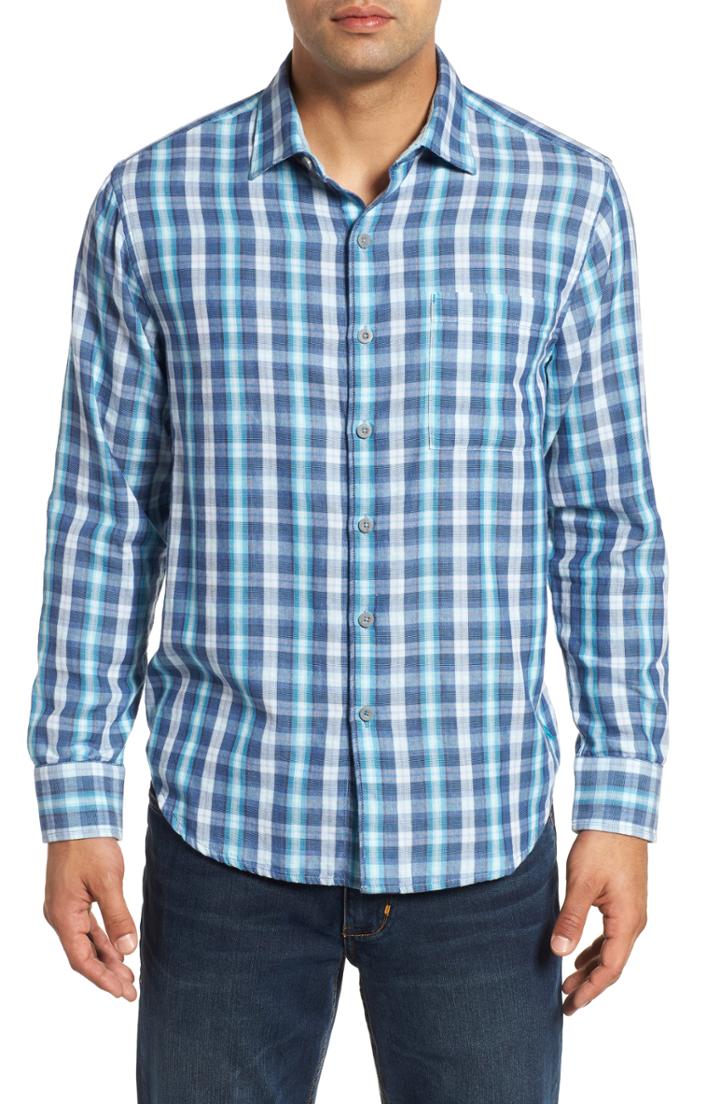 Men's Tommy Bahama Azul Del Mar Plaid Sport Shirt - Blue