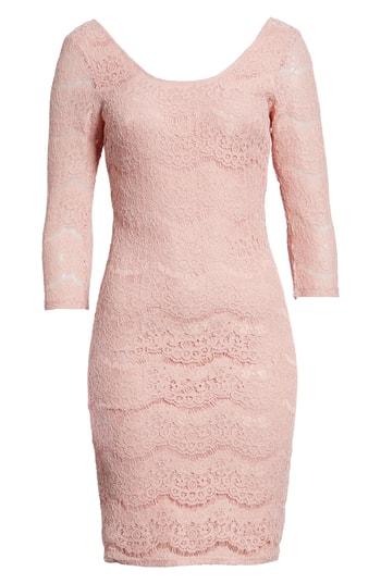 Women's Love, Fire Lace Body-con Dress - Pink