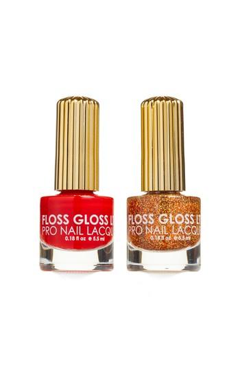 Floss Gloss Honey & Gangsta Boo Set Of 2 Nail Lacquers - Bronze Holographic/ Cherry Red