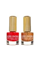 Floss Gloss Honey & Gangsta Boo Set Of 2 Nail Lacquers - Bronze Holographic/ Cherry Red