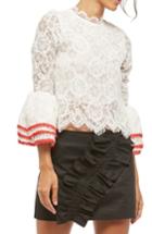 Women's Alpha & Omega Lace Bell Sleeve Blouse - White
