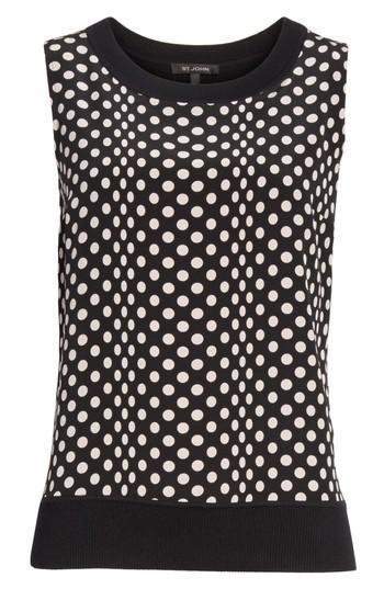 Women's St. John Collection Dot Print Knit Shell - Black