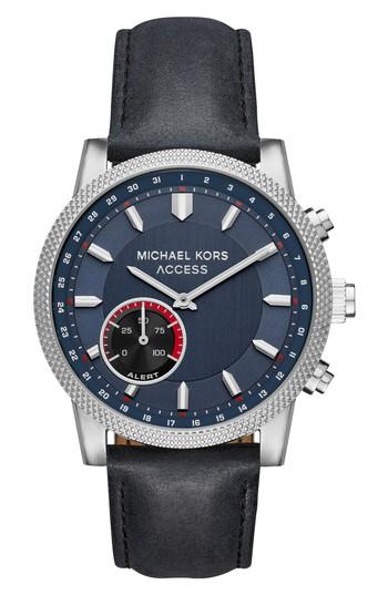 Men's Michael Kors Access Scout Hybrid Leather Strap Smart Watch, 43mm