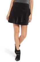 Women's Bp. Ruffle Trim Velvet Skirt - Black