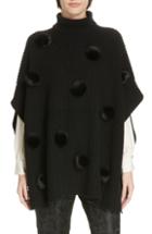Women's Kate Spade New York Faux Fur Pom Poncho, Size - Black