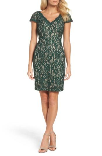 Women's Adrianna Papell Aubrey Lace Sheath Dress - Green
