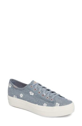 Women's Keds Triple Kick Hibiscus Platform Sneaker M - Blue