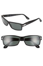 Women's Persol 57mm Polarized Rectangle Sunglasses - Black Solid