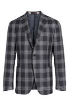 Men's H Classic Fit Plaid Wool & Silk Sport Coat R - Grey