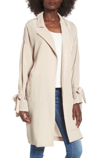 Women's Lush Tie Sleeve Jacket - Beige