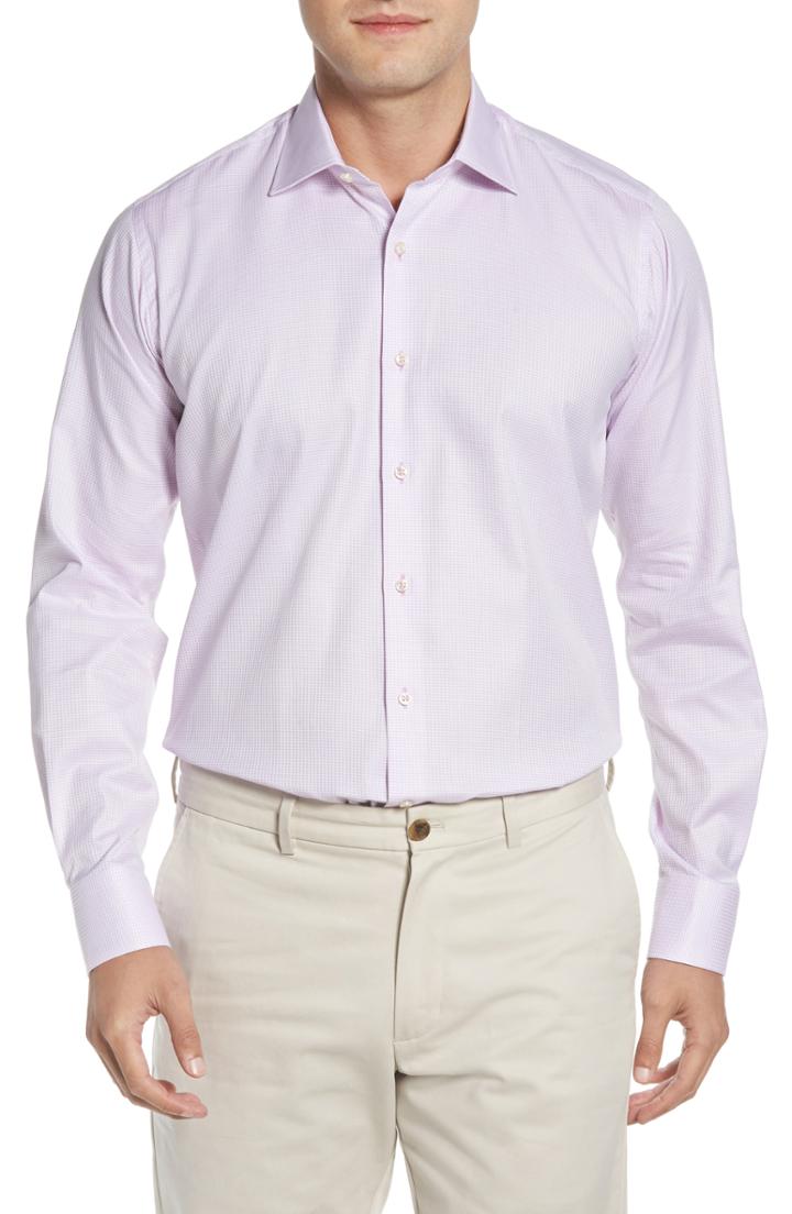 Men's Ike Behar Regular Fit Solid Dress Shirt 34/35 - Pink