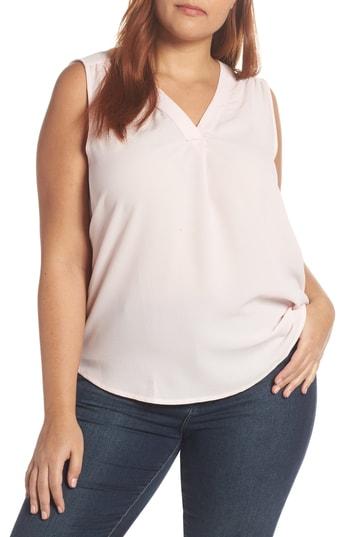 Women's Gibson Stretch Crepe Split Neck Sleeveless Blouse, Size - Pink