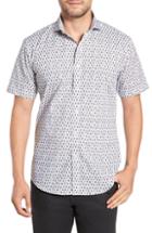 Men's Bugatchi Regular Fit Print Sport Shirt, Size - Grey