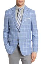 Men's Moods Of Norway Ruten Trim Fit Windowpane Cotton & Linen Sport Coat