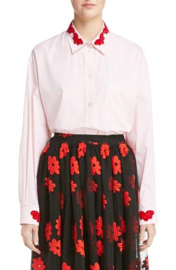 Women's Simone Rocha Beaded Pinstripe Shirt Us / 6 Uk - Pink