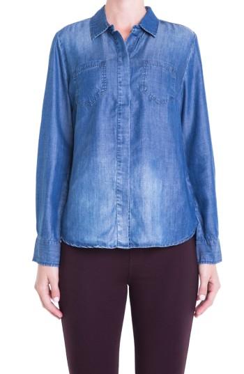 Women's Liverpool Jeans Company Button Back Chambray Shirt - Blue