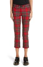 Women's Junya Watanabe Tartan Front Skinny Crop Pants - Red