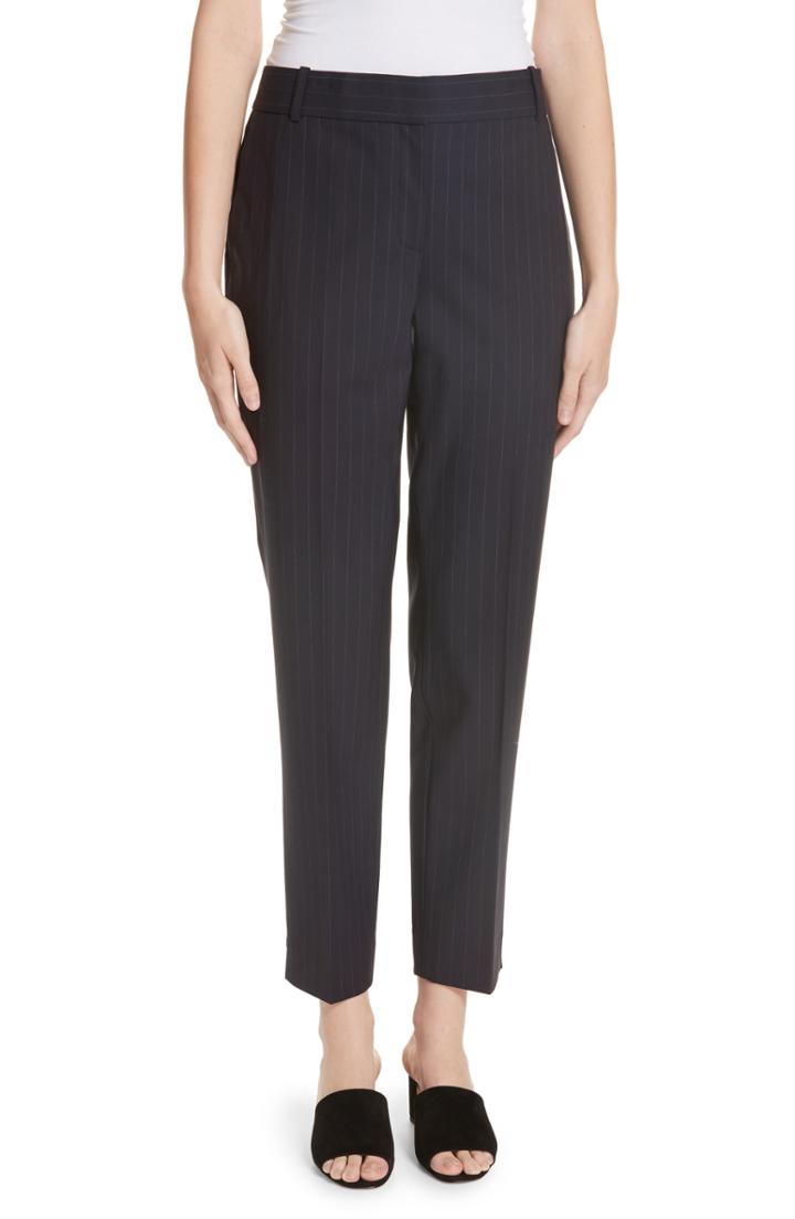 Women's Theory Pinstripe Straight Leg Trousers