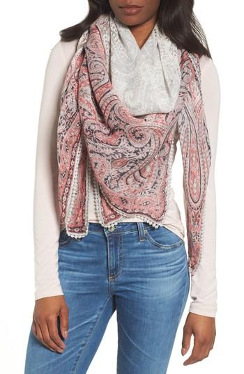 Women's Caslon Print Scarf, Size - Grey
