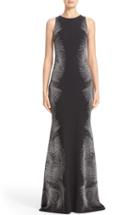 Women's St. John Collection Sleeveless Metallic Palm Jacquard Trumpet Gown