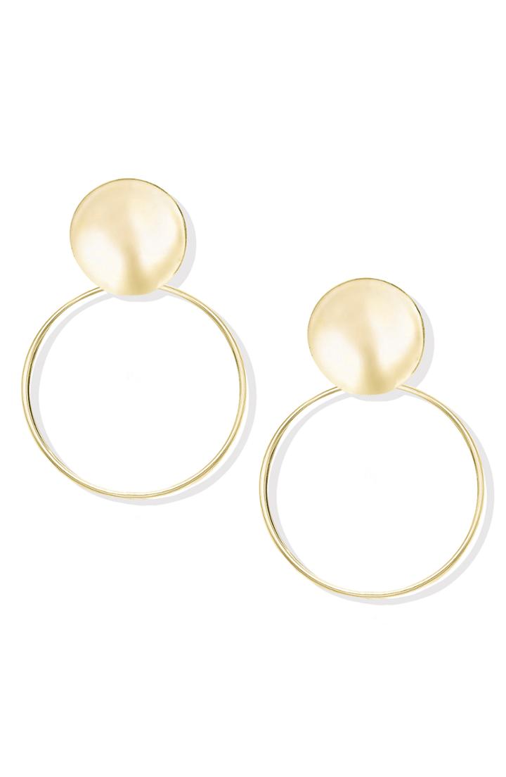 Women's Argento Vivo Flat Disc Double Drop Clip Earrings