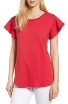 Women's Bobeau Flutter Sleeve Tee - Red