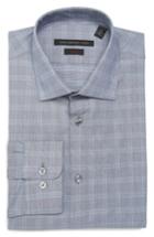 Men's John Varvatos Star Usa Soho Slim Fit Stretch Plaid Dress Shirt .5 L - Grey