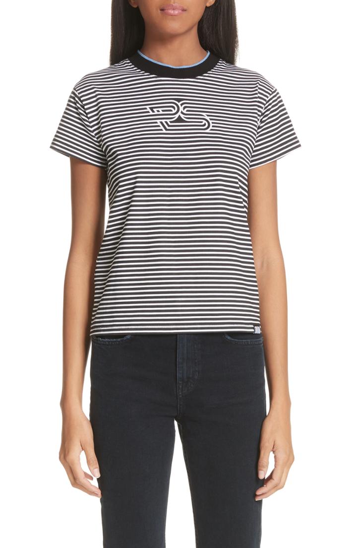 Women's Proenza Schouler Logo Stripe Tee - Black