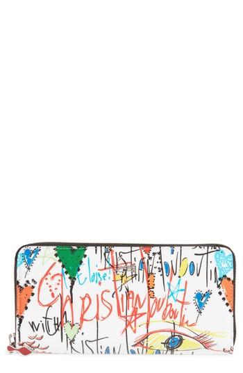 Women's Christian Louboutin Panettone Loubitag Leather Wallet - White