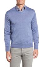 Men's Peter Millar Merino Wool & Silk V-neck Sweater - Blue