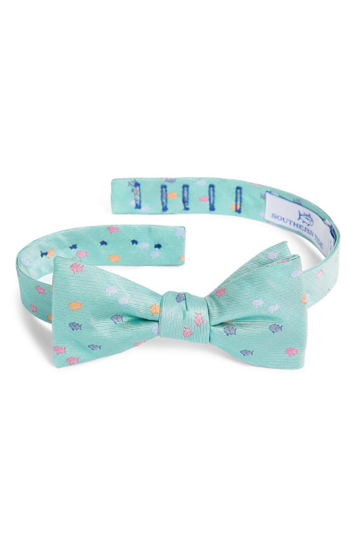 Men's Southern Tide Rainbow Skipjack Silk Bow Tie, Size - Green
