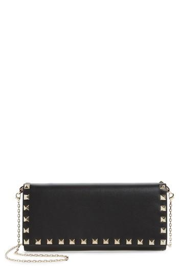 Women's Valentino Garavani Rockstud Leather Wallet On A Chain - Red