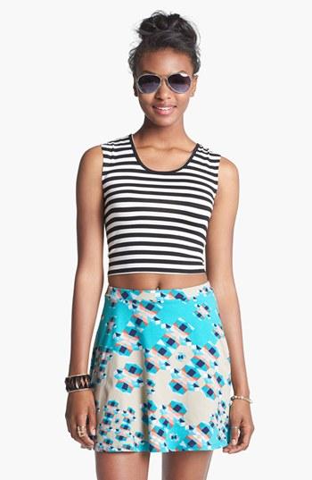 Lily White Skater Skirt (juniors) Dark Blue Print