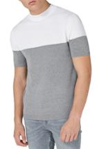 Men's Topman Colorblock Mock Neck Sweater, Size - Grey